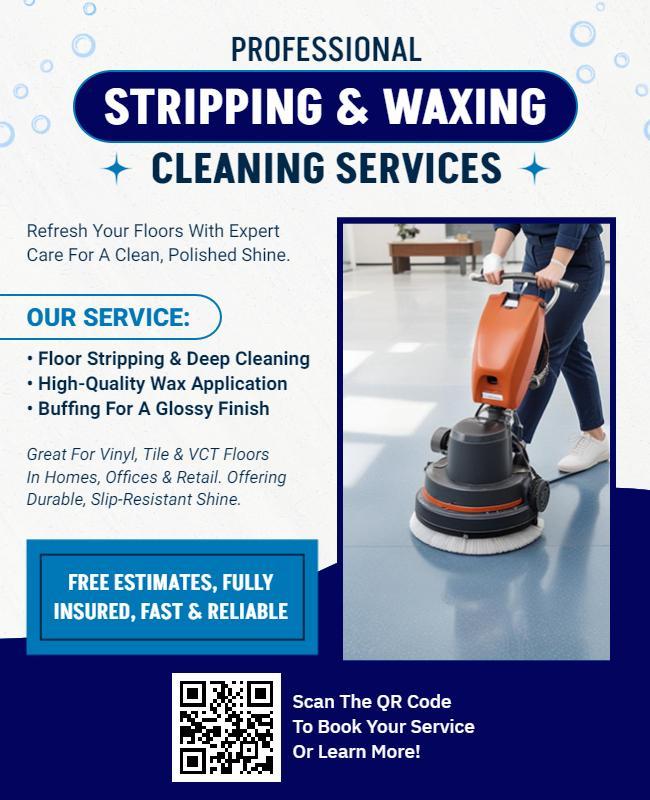 Floor Stripping and Waxing Cleaning Services Flyer Template