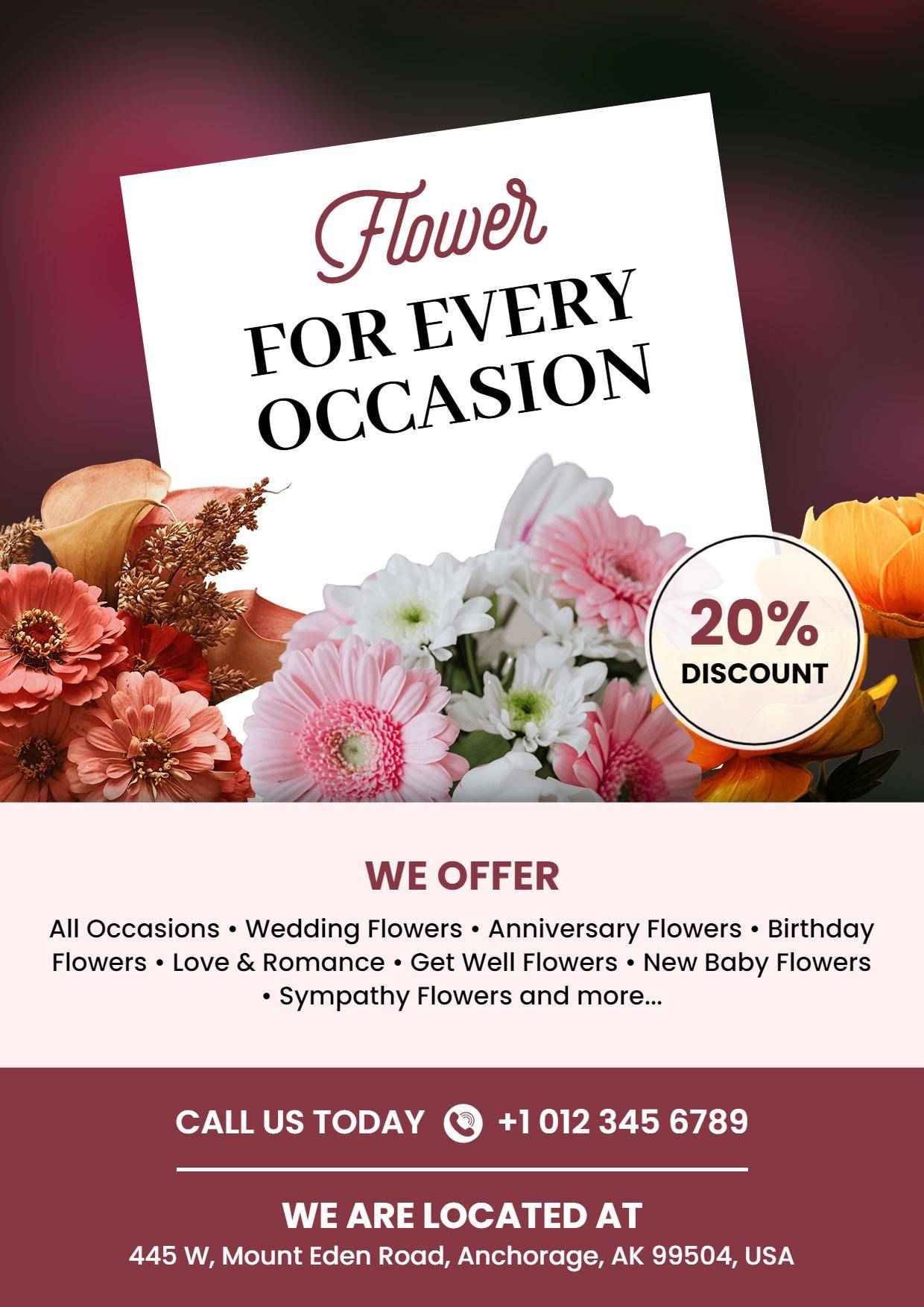 Floral Arrangements Promotion A4 Flyer Template