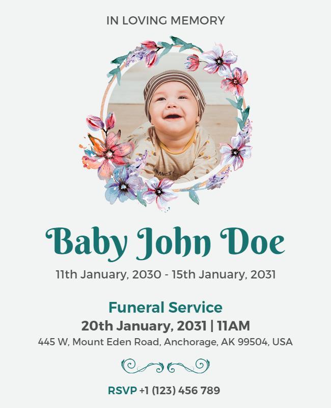 Floral Baby Memorial Service Flyer Template