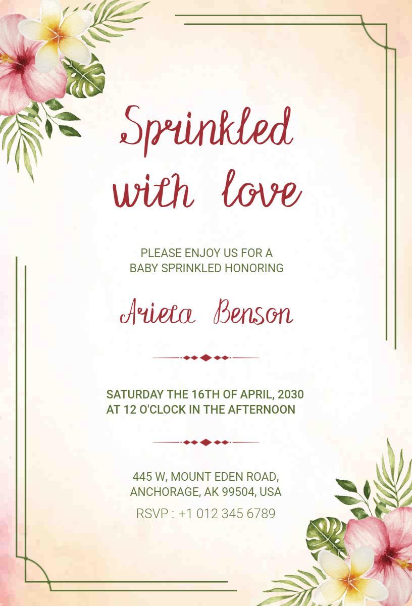 Floral Baby Sprinkle Celebration Invitation Template