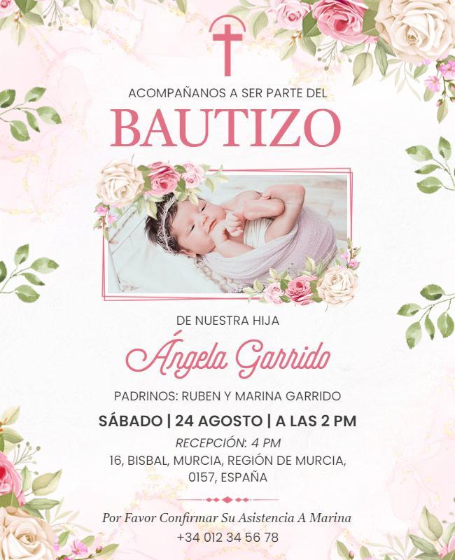 Charming Floral Baptism Celebration Invitation Flyer Template