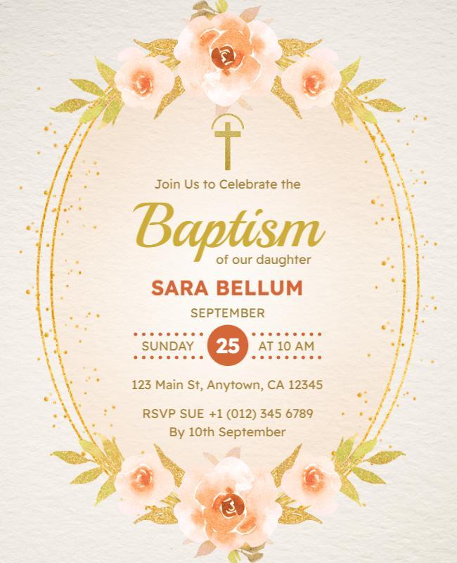 Floral Baptism Celebration Invitation Flyer Template