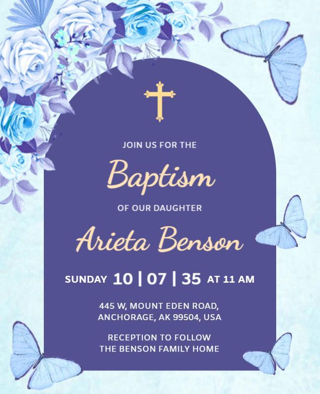 Floral Baptism Ceremony Invitation Flyer Template