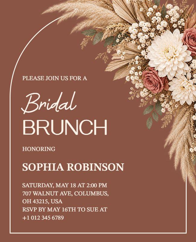 Floral Bridal Brunch Invitation Flyer Template