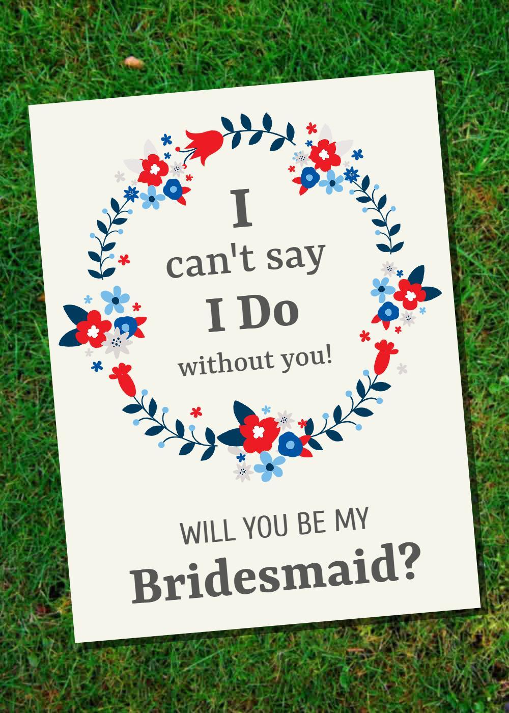 Floral Bridal Party Invitation Will You Be My Bridesmaid? Template