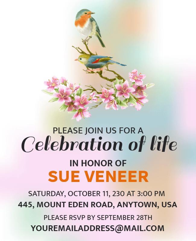 Floral Celebration Of Life Memorial Flyer Template