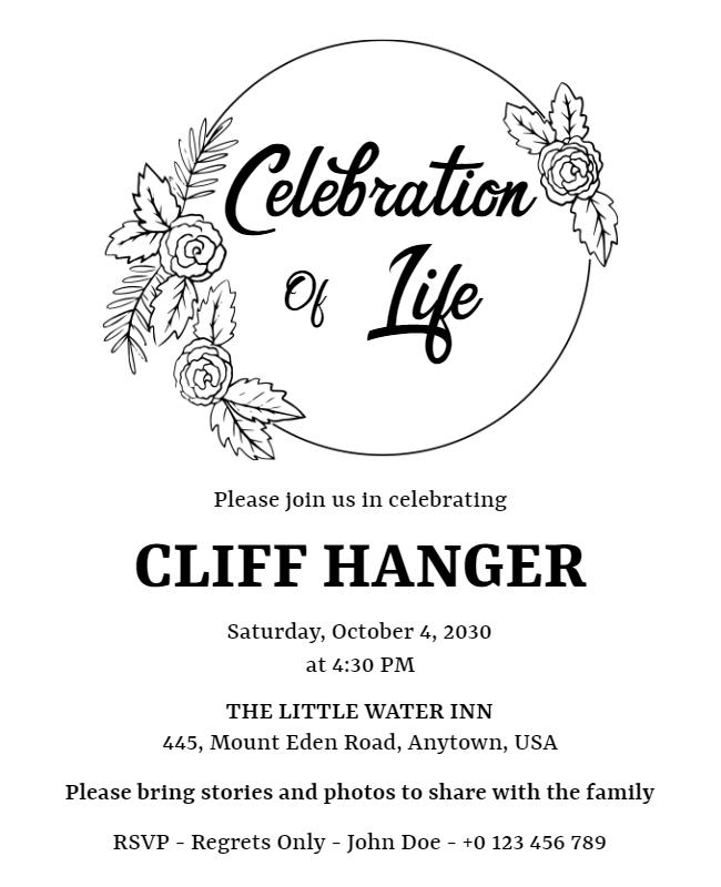 Floral Elegant Celebration of Life Memorial Flyer Template