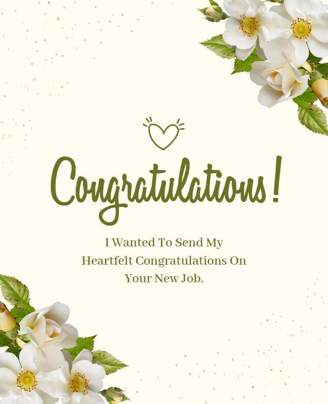 Floral Cream Congratulations on New Job Poster Template