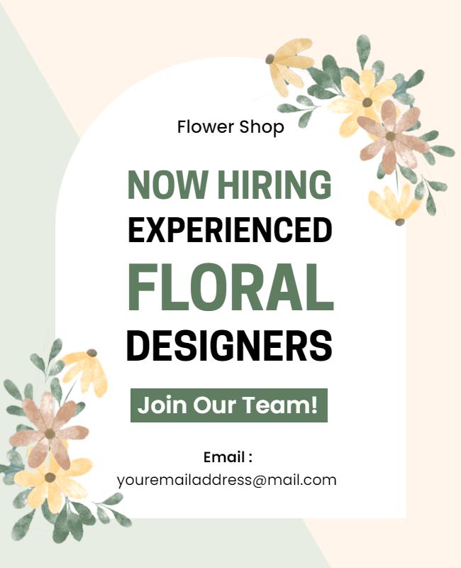 Floral Designer Hiring Advertisement Flyer Template