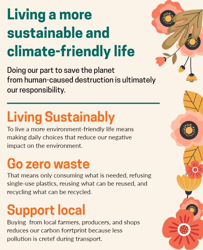 Floral Eco-Friendly Sustainability Living Guide Poster Template