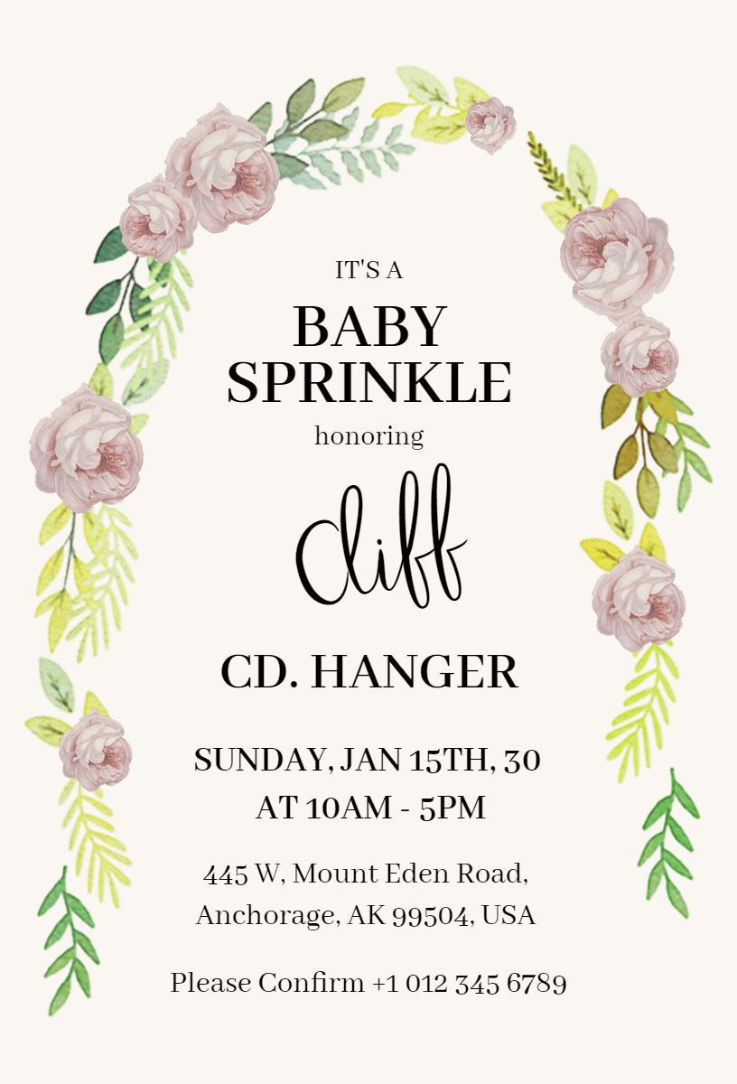 Floral Elegance Baby Sprinkle Celebration Invitation Template