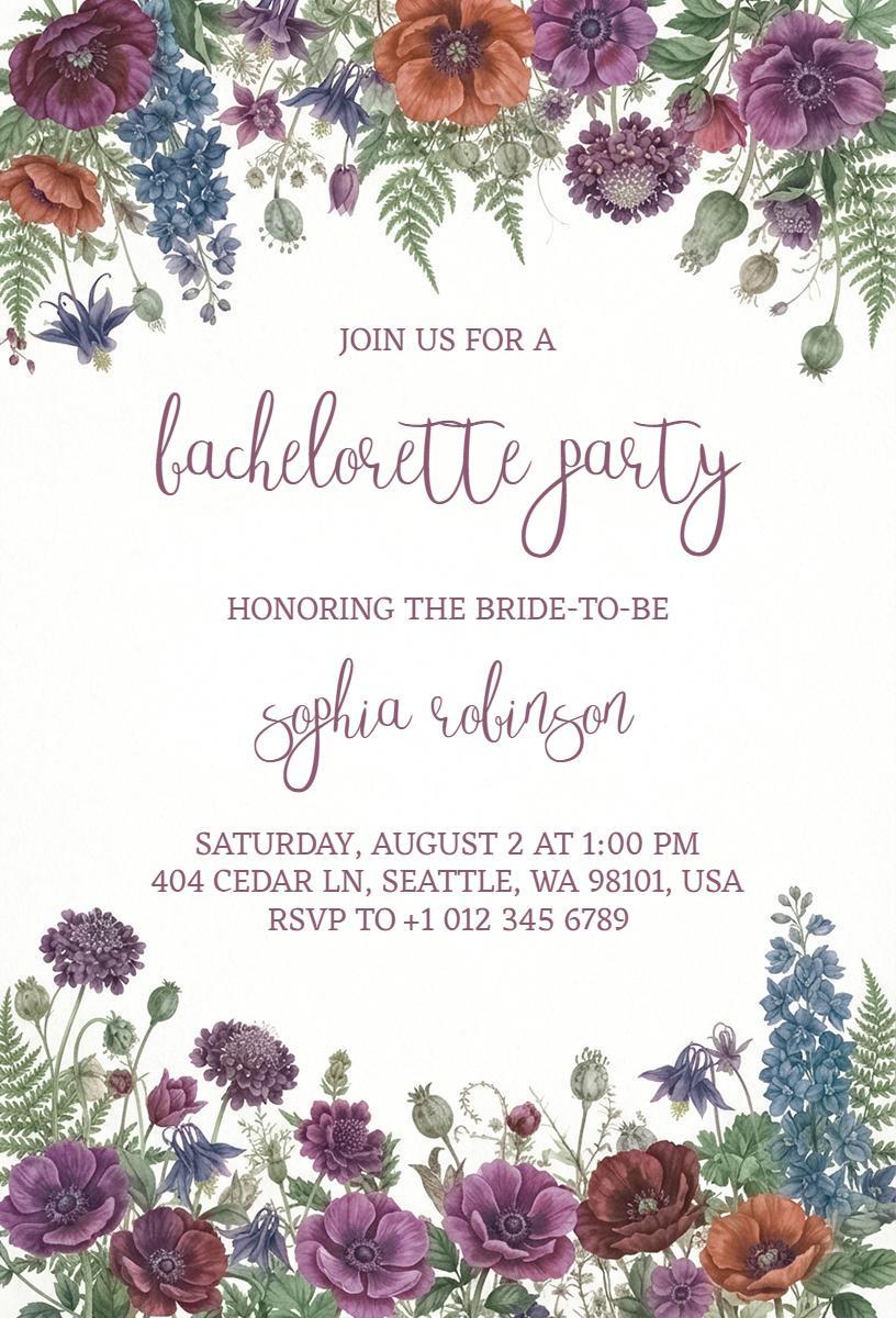 Floral Elegance Bachelorette Party Celebration Invitation Template