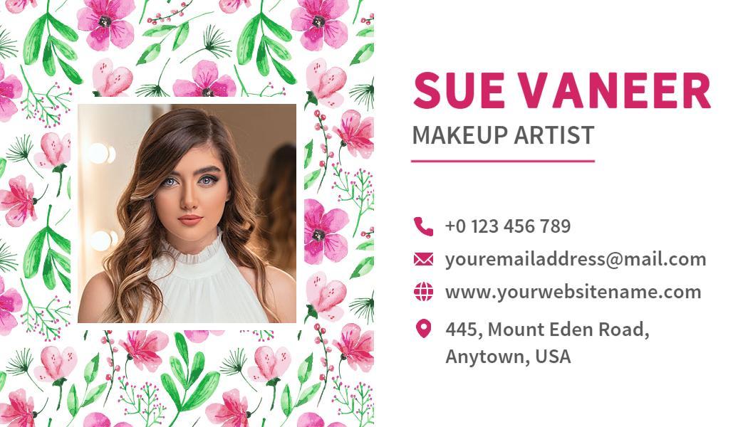 Floral Elegance Design for Makeup Artist Business Card Template