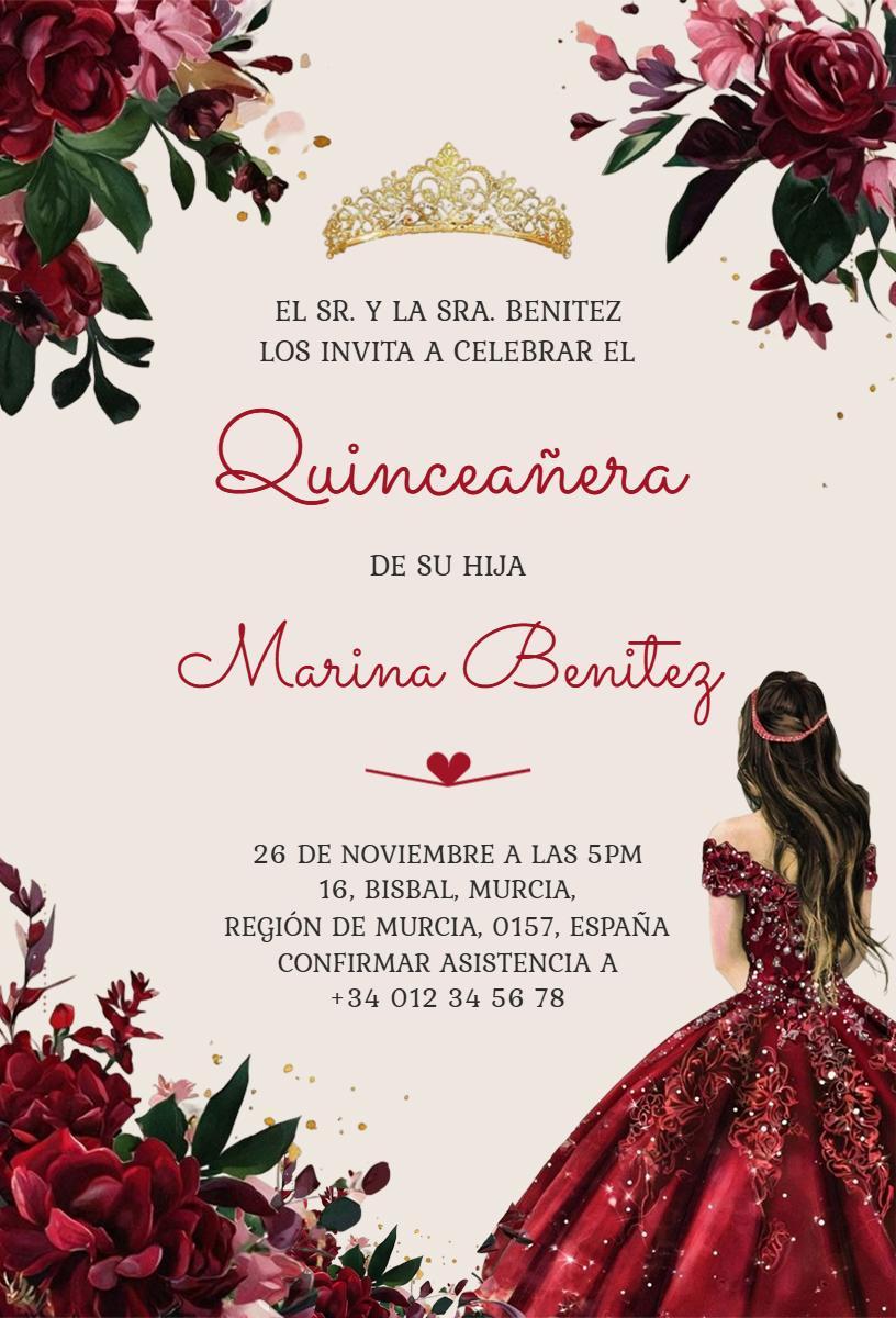 Floral Elegance Quinceanera Celebration Invitation Template