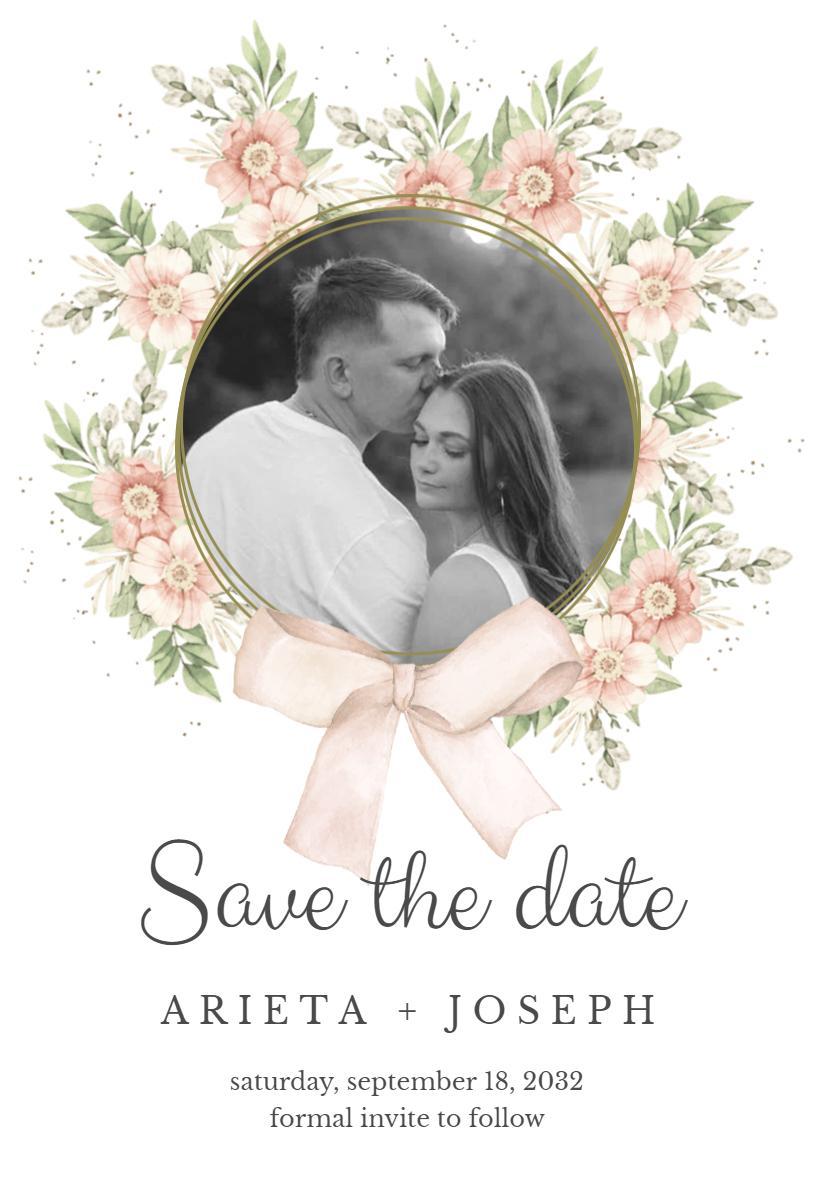 Floral Elegance Wedding Save The Date Invitation Template