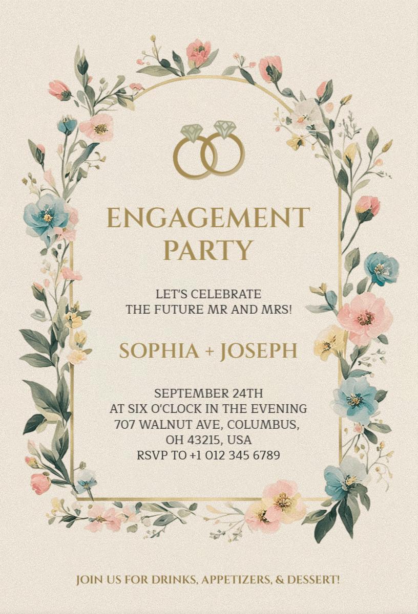 Floral Elegant Engagement Party Celebration Invitation Template