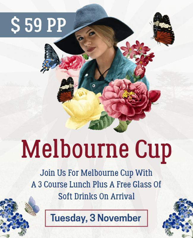 Floral Elegant Melbourne Cup Luncheon Event Poster Template