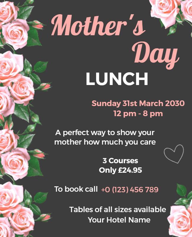 Floral Elegant Mother's Day Lunch Invitation Poster Template