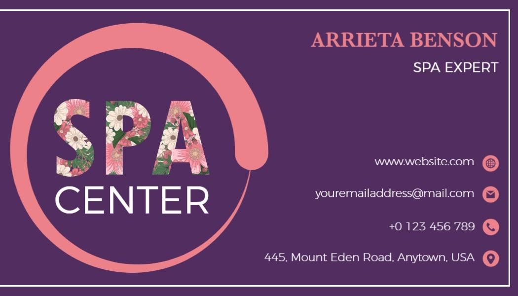 Floral Elegant Spa Center Business Card Template