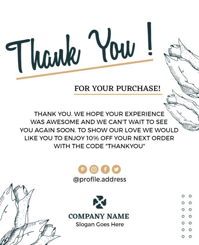 Floral Elegant Thank You for Your Purchase Poster Template