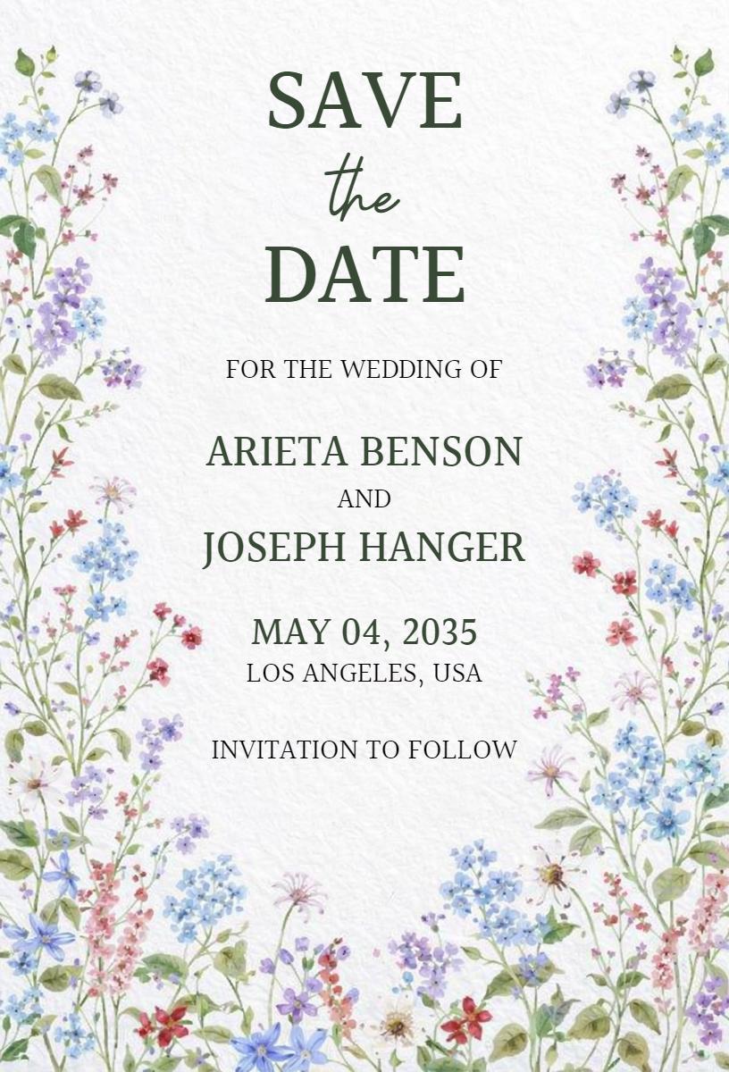 Floral Garden Save The Date Wedding Invitation Template