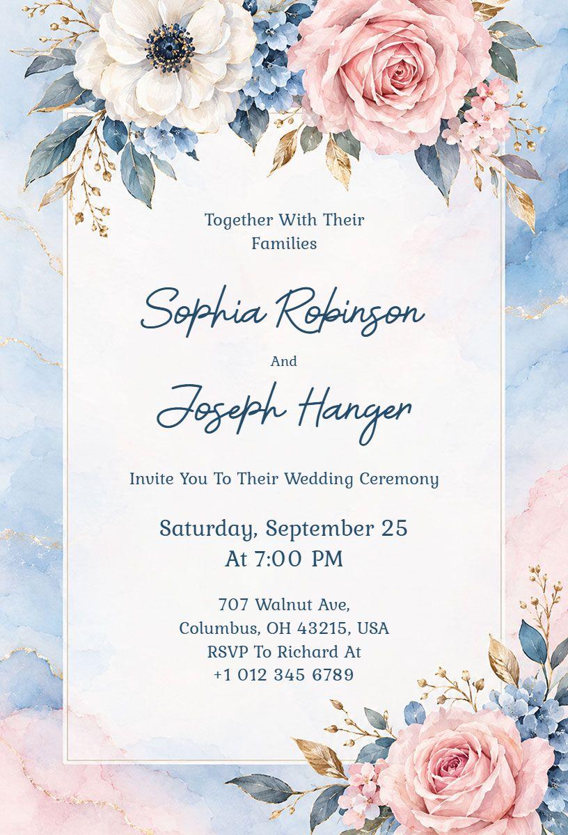 Floral Garden Wedding Ceremony Invitation Template