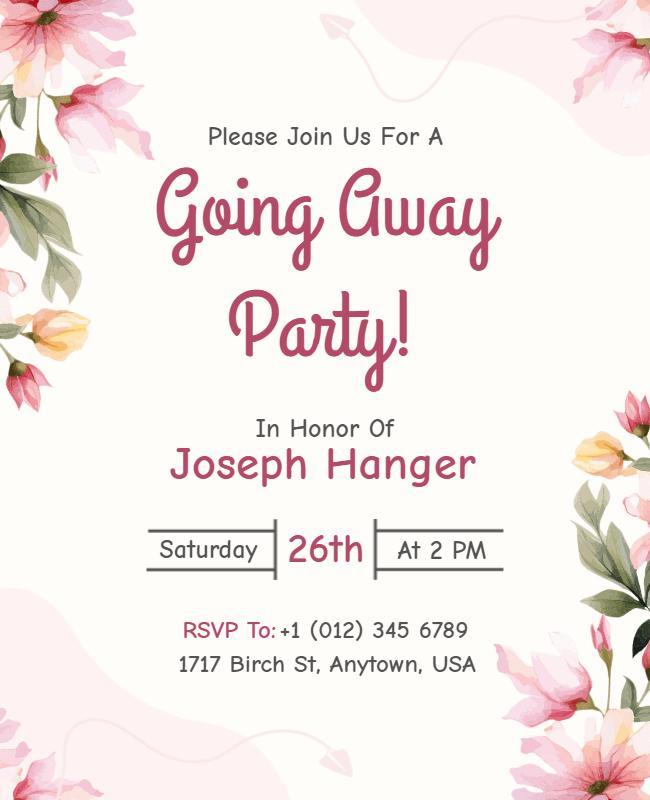 Floral Going Away Party Invitation Flyer Template