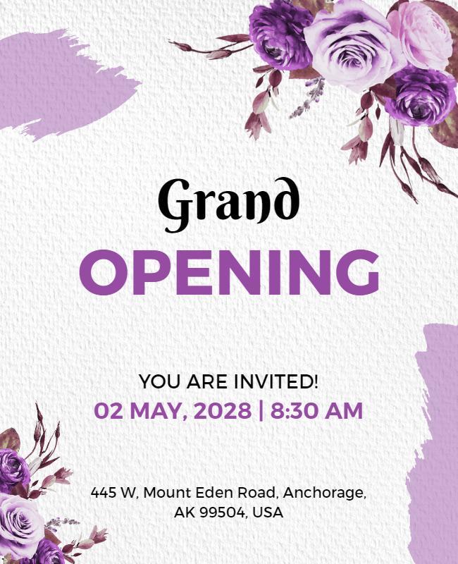 Floral Grand Opening Invitation Flyer Template