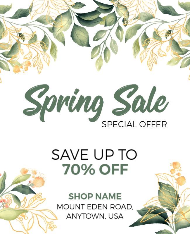 Floral Green Spring Sale Special Offer Poster Template