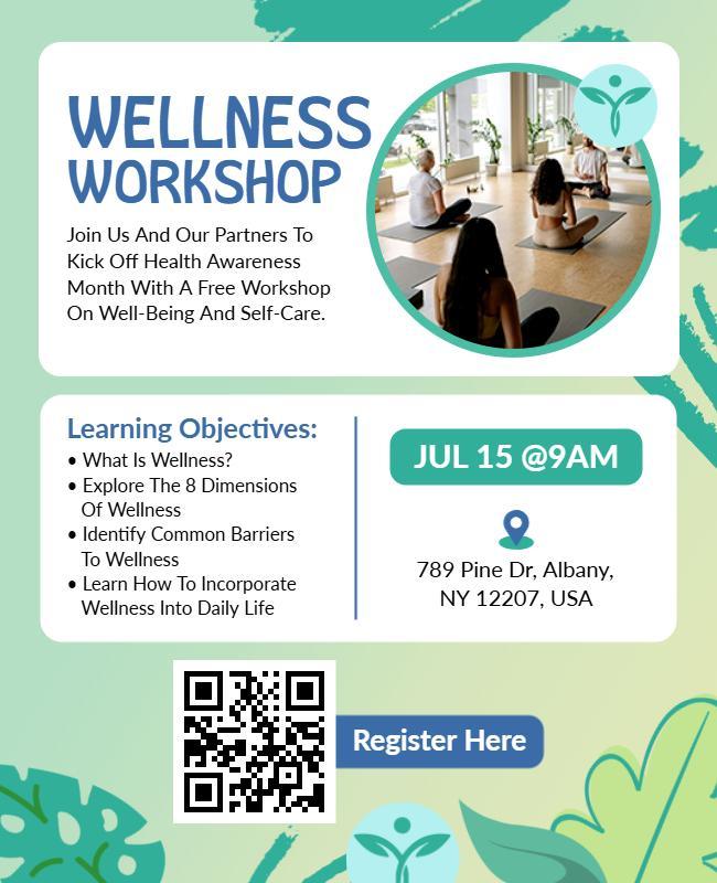 Floral Green Wellness Workshop Promotion Flyer Template