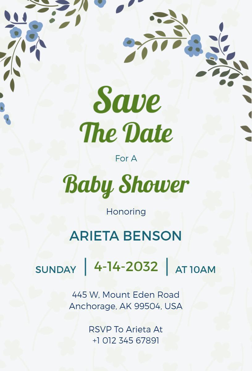 Floral Greenery Elegant Baby Shower Celebration Invitation Template