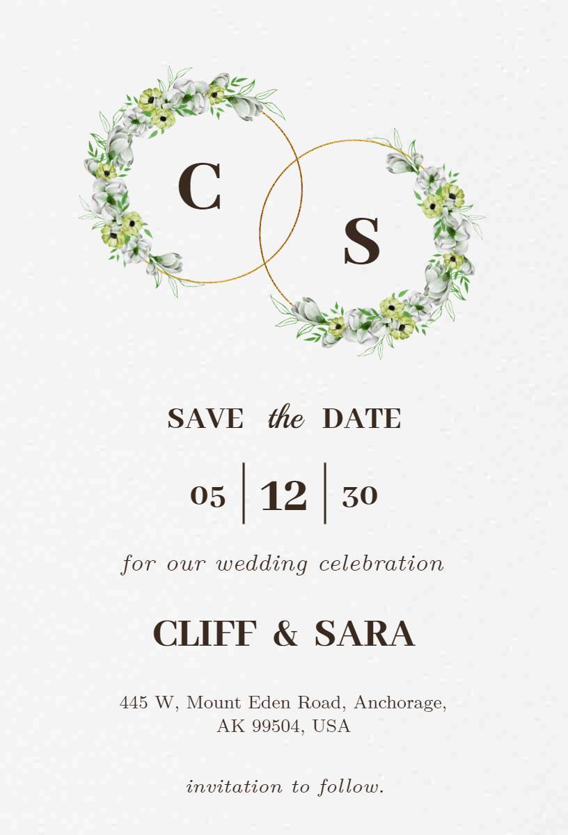 Floral Greenery Elegant Save The Date Wedding Invitation Template