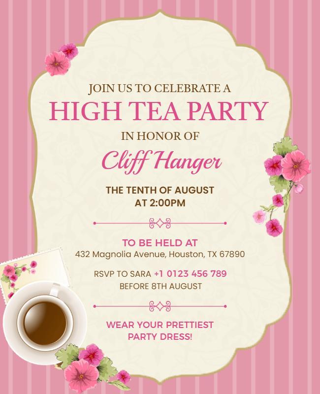 Floral High Tea Celebration Party Flyer Template