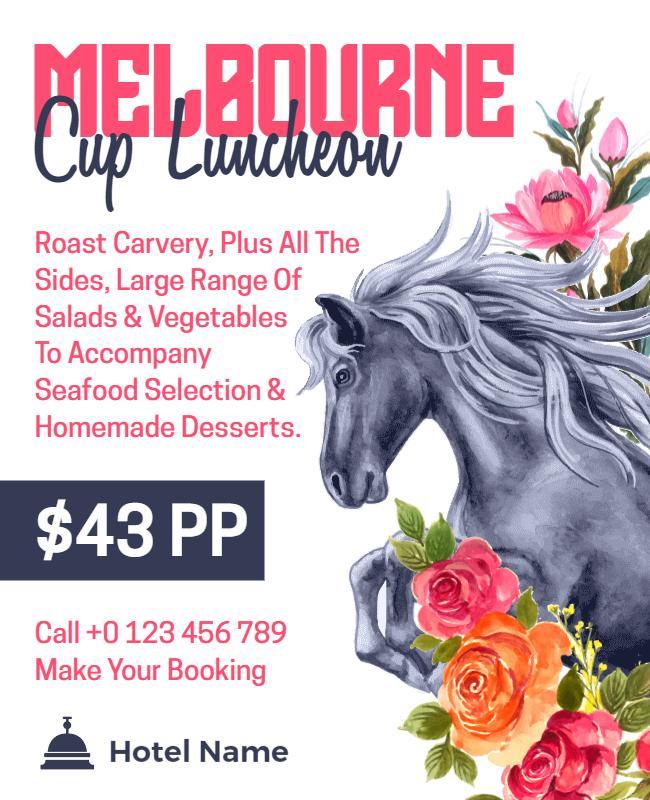 Floral Illustrated Melbourne Cup Luncheon Poster Template