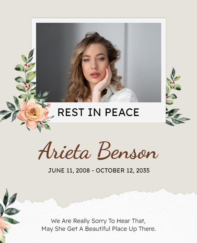 Elegant Floral Memorial Tribute Flyer Template