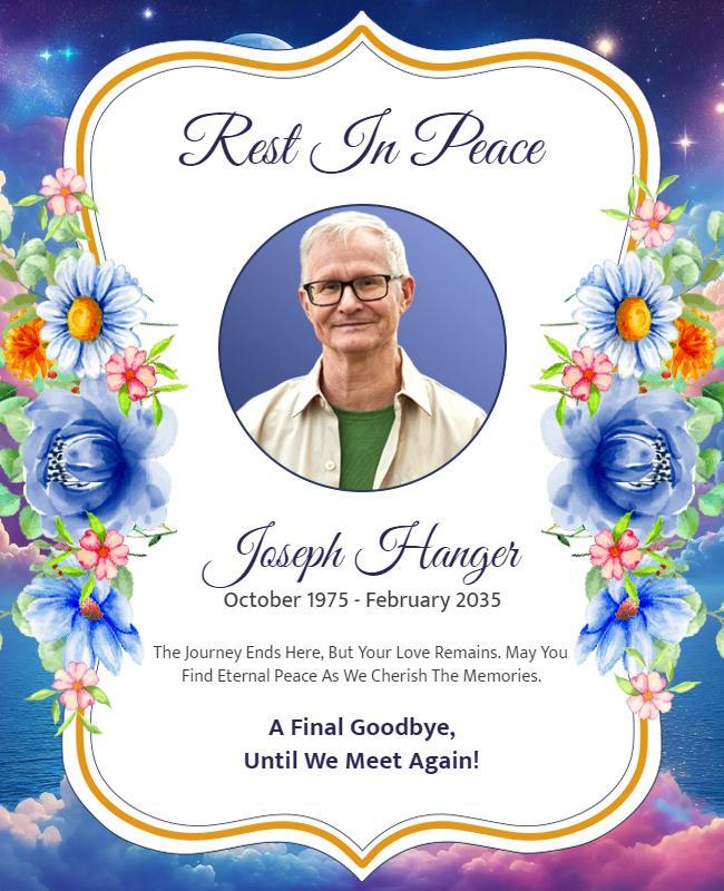 Floral Memorial Tribute for Rest in Peace Flyer Template