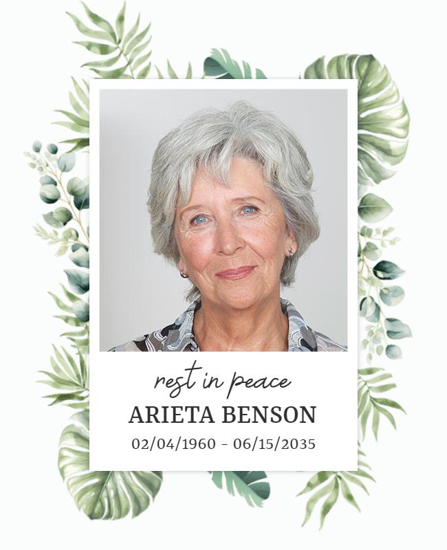 Serene Green Floral Tribute Memorial Flyer Template