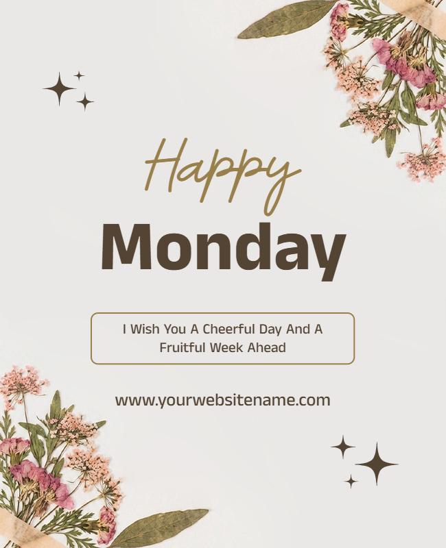 Floral Monday Motivation Greeting Flyer Template