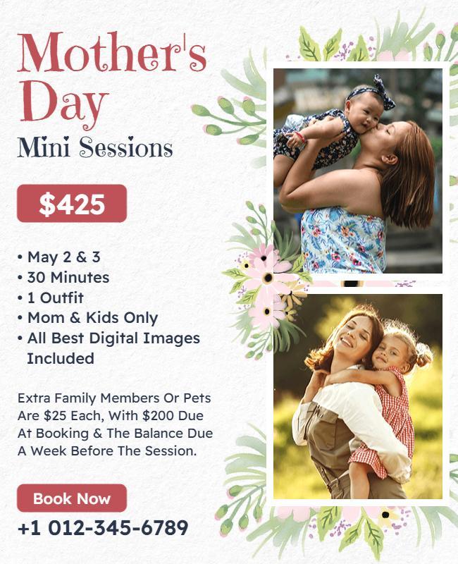 Floral Mother’s Day Mini Sessions Family Photography Poster Template