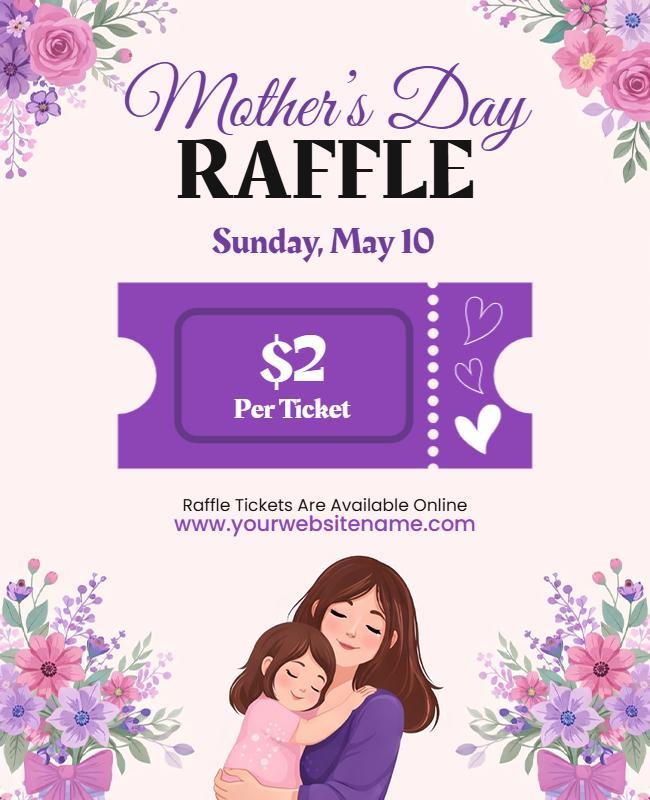 Floral Mother's Day Raffle Event Promotion Flyer Template