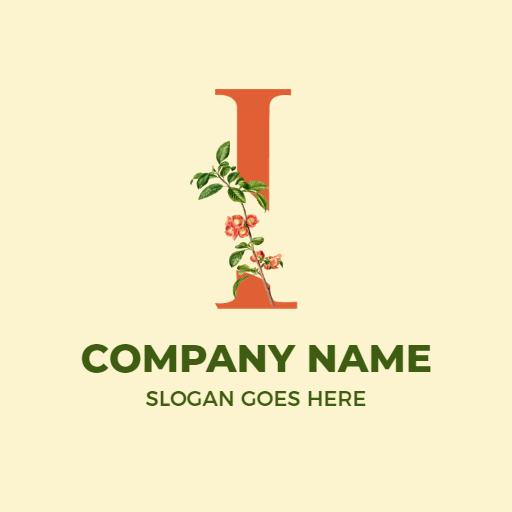 Floral Motif with Leafy Design for I Letter Logo Template