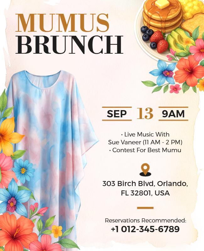 Floral Mumu Brunch Gathering Flyer Template
