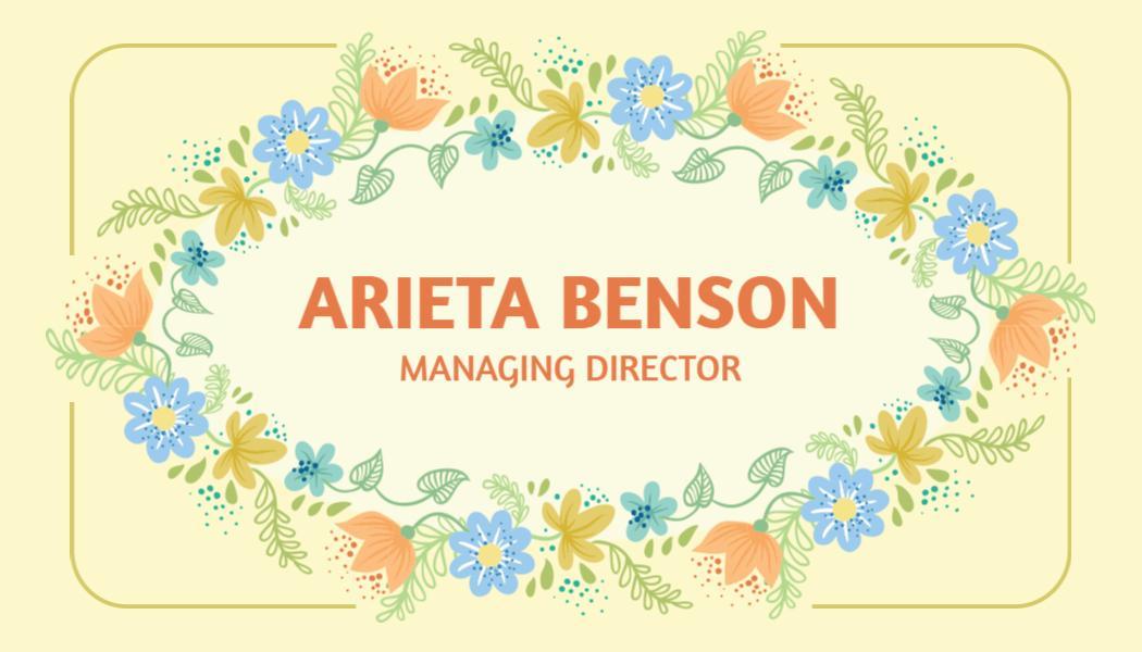 Floral Pastel Design for Elegant Managing Director Business Card Template