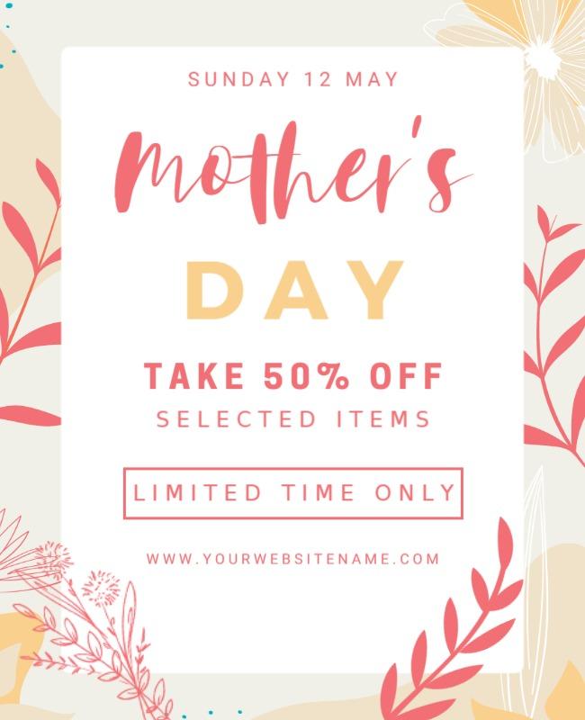 Floral Pastel Mother's Day Sale Discount Poster Template