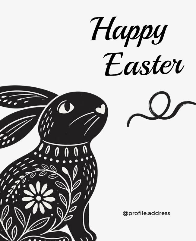 Floral Pattern Easter Bunny Poster Template