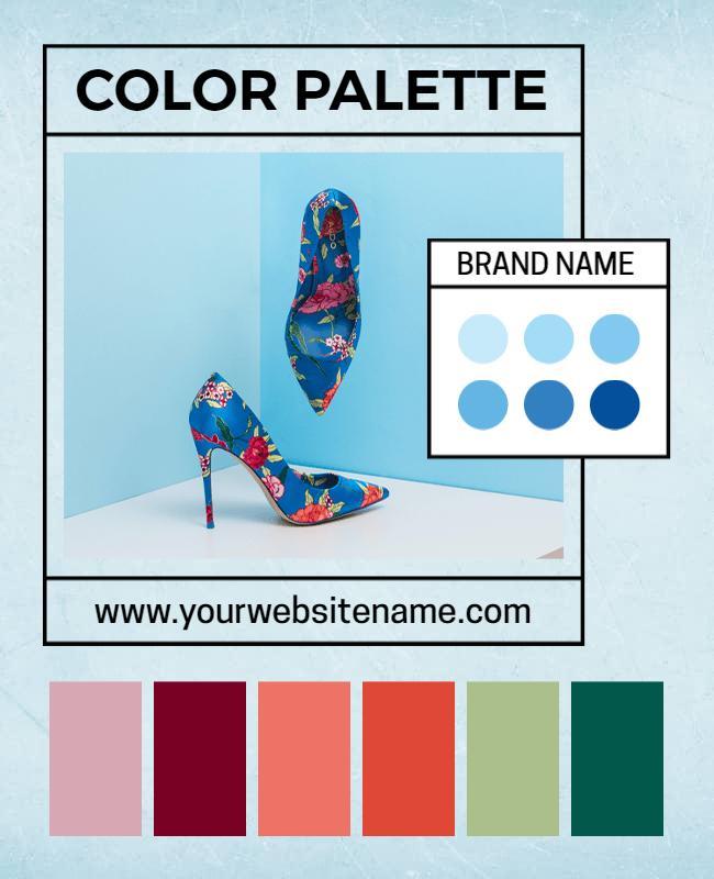 Floral Patterned High Heel Shoe Color Palette Poster Template