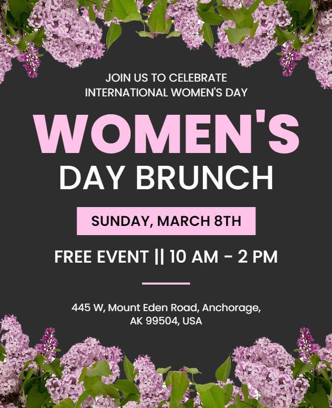Floral Pink International Women's Day Brunch Poster Template