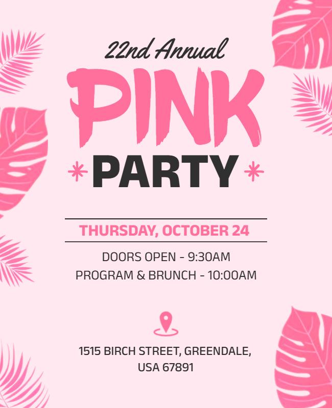 Floral Pink Party Celebration Flyer Template