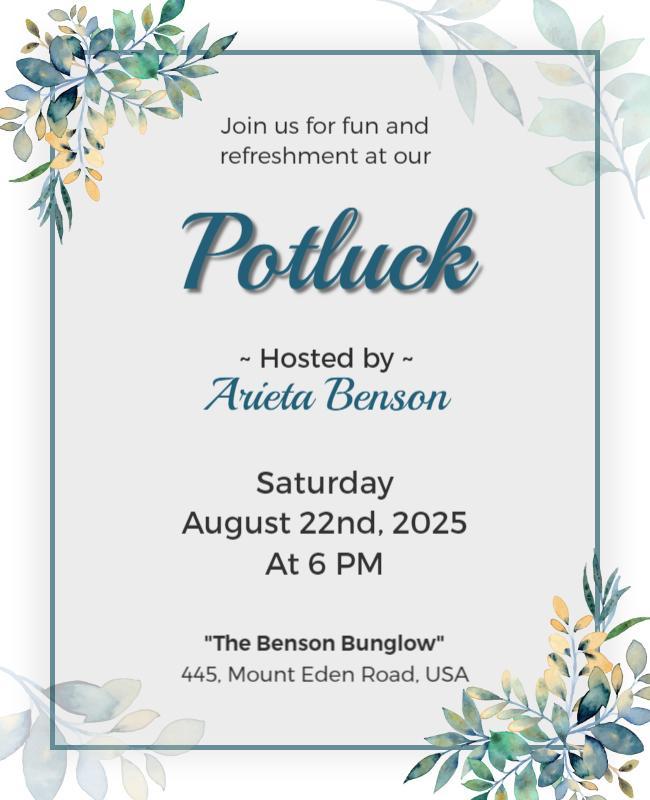 Floral Potluck Gathering Invitation Flyer Template