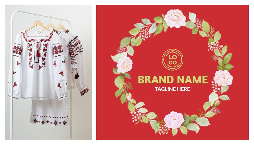 Floral Red Custom Embroidery Business Card Template